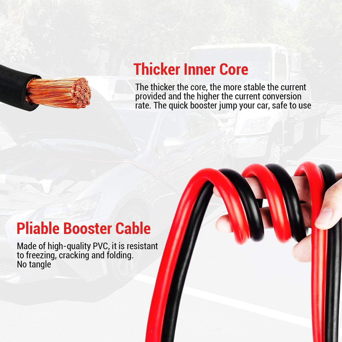 Heavy Duty Jumper Cables 0 Gauge x 25Ft 1000AMP with Carry Bag F73621