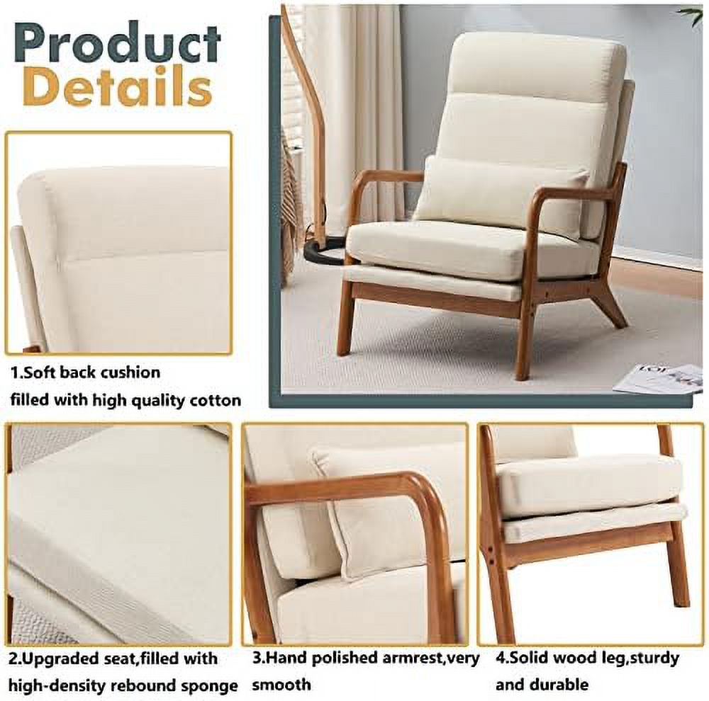 Linen Fabric Upholstered Accent Armchair W225