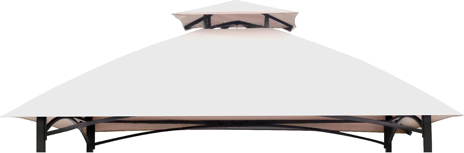 Beige Double Tiered Roof Grill Gazebo Replacement Canopy B263