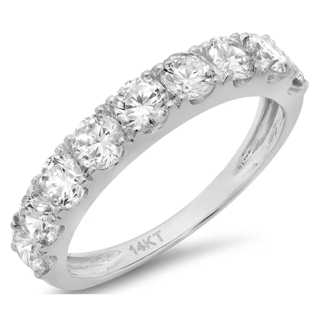 18K White Gold Simulated Diamond Engagement Ring Band R153211
