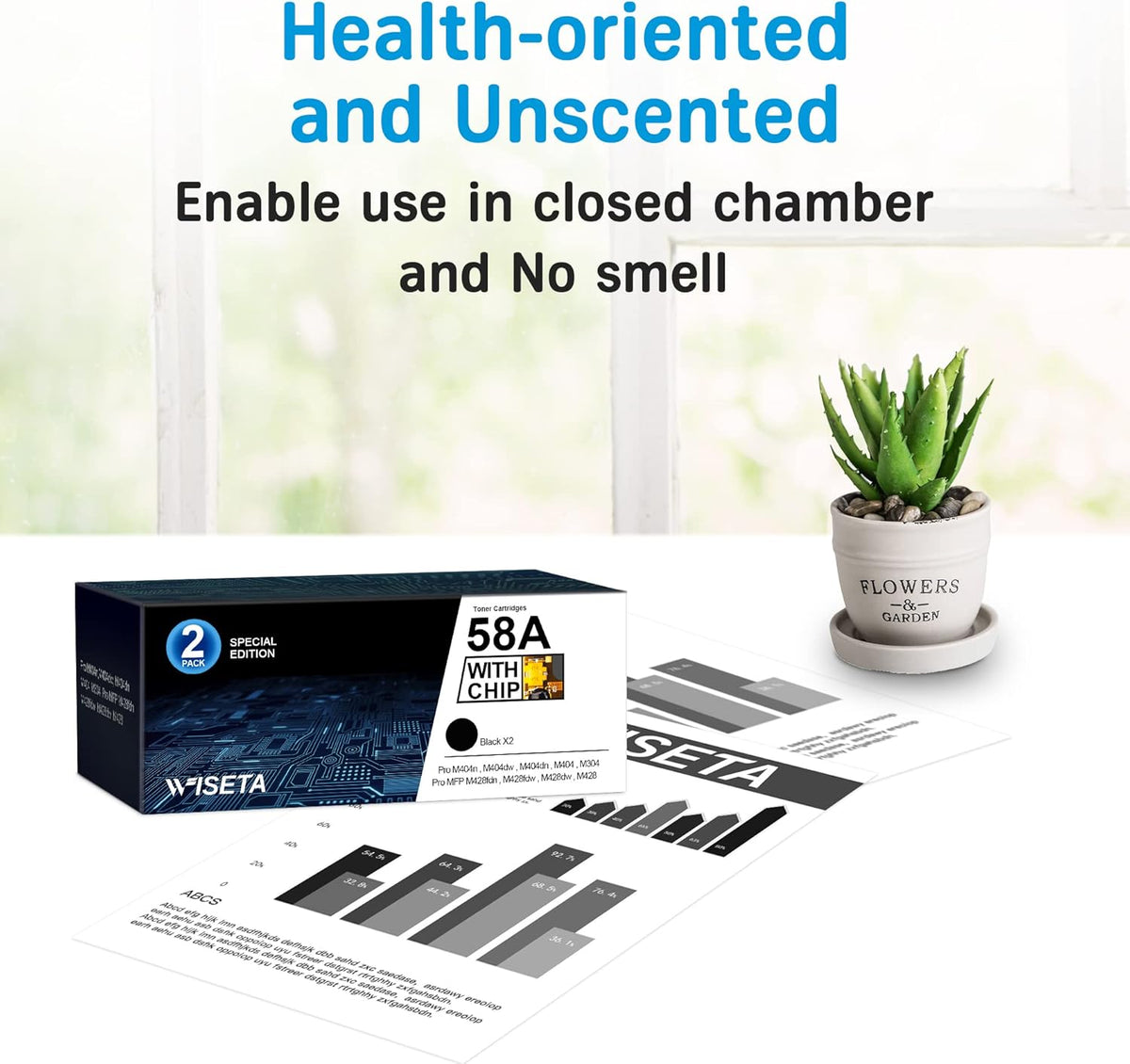 2 Black Compatible Toner Cartridge with Chip for HP 58A CF258A T880502