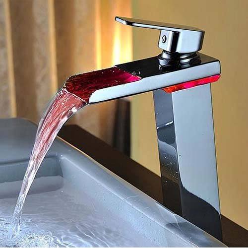 Chrome LED Waterfall Bathroom Sink Faucet A6919