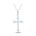 10K White Gold Diamond Cross Pendant N463