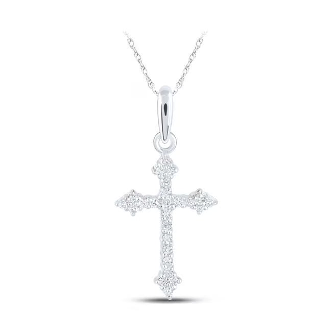 10K White Gold Diamond Cross Pendant N463