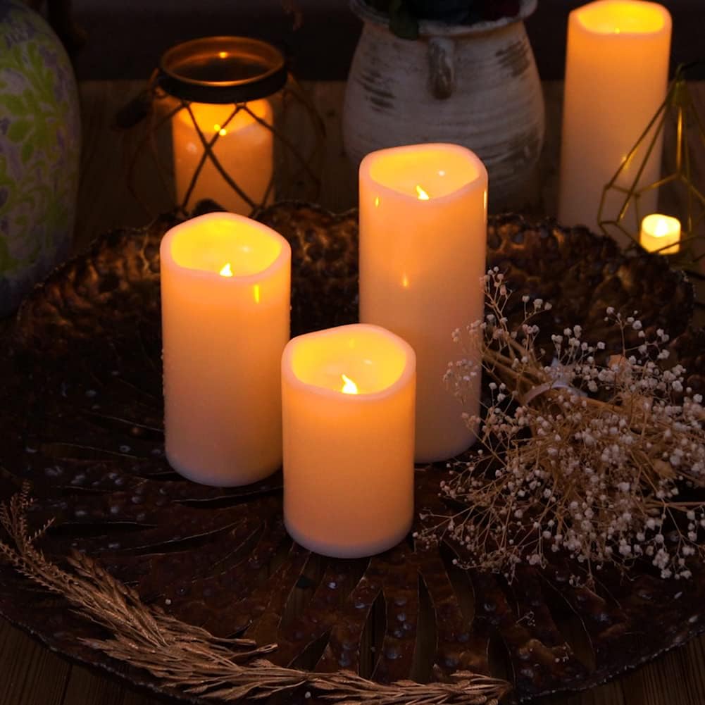 4 x Waterproof Flameless LED Pillar Candles, Set of 6 H893