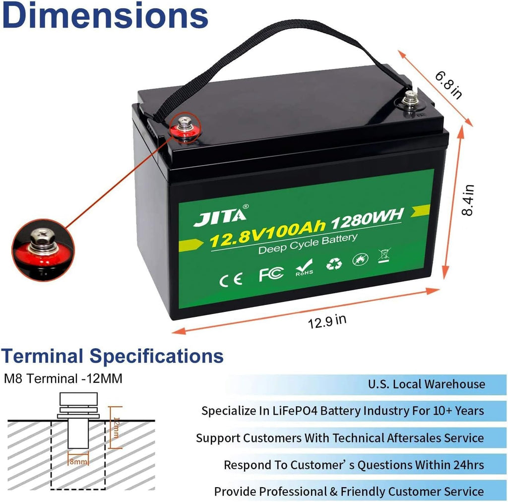12V 100Ah LifePO4 Lithium Battery with Self Heater P574415