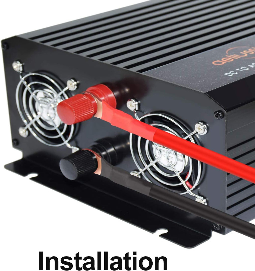 1500 Watt Pure Sine Wave Power Inverter 24V DC to AC 110V 120V with LCD Display and Remote Switch K266