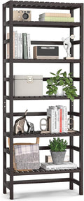 Bamboo 6-Tier Tall Bookcase 63.4” Shelving Unit Q25630