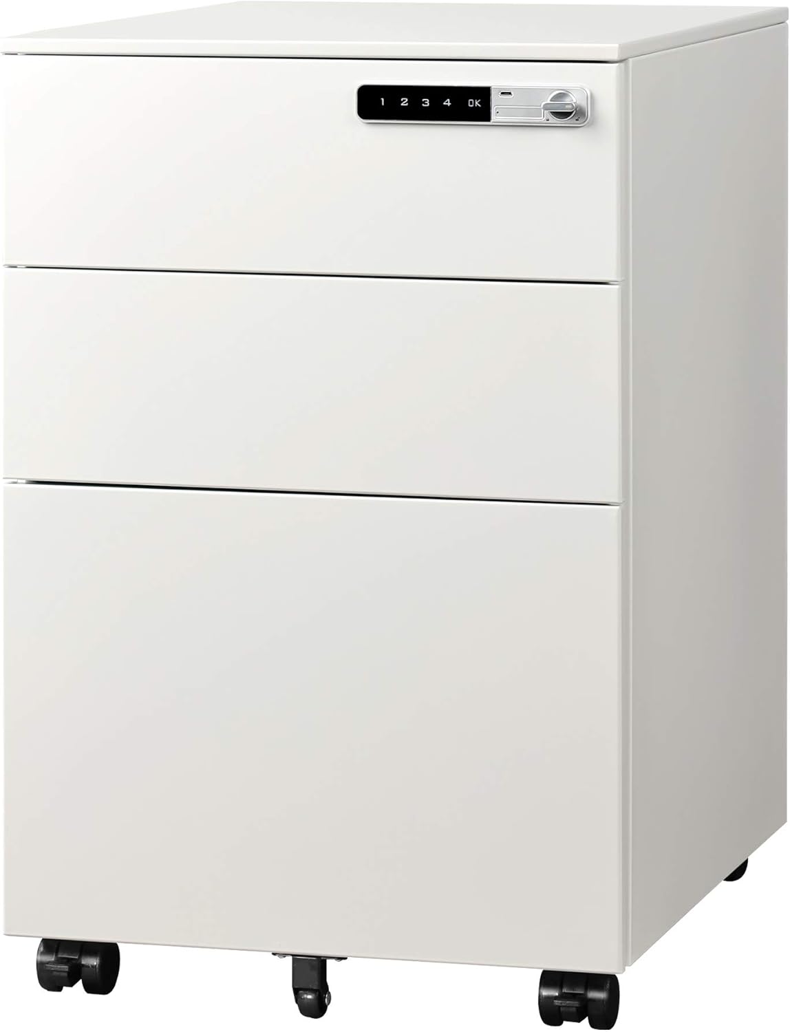 White 3-Drawer Mobile File Cabinet S16278