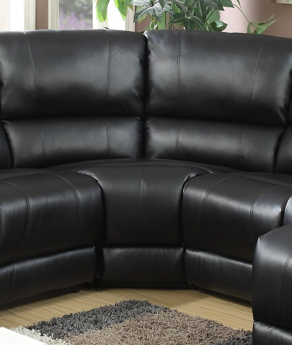Black Bonded Leather Sectional Sofa with Cup Holder X197251