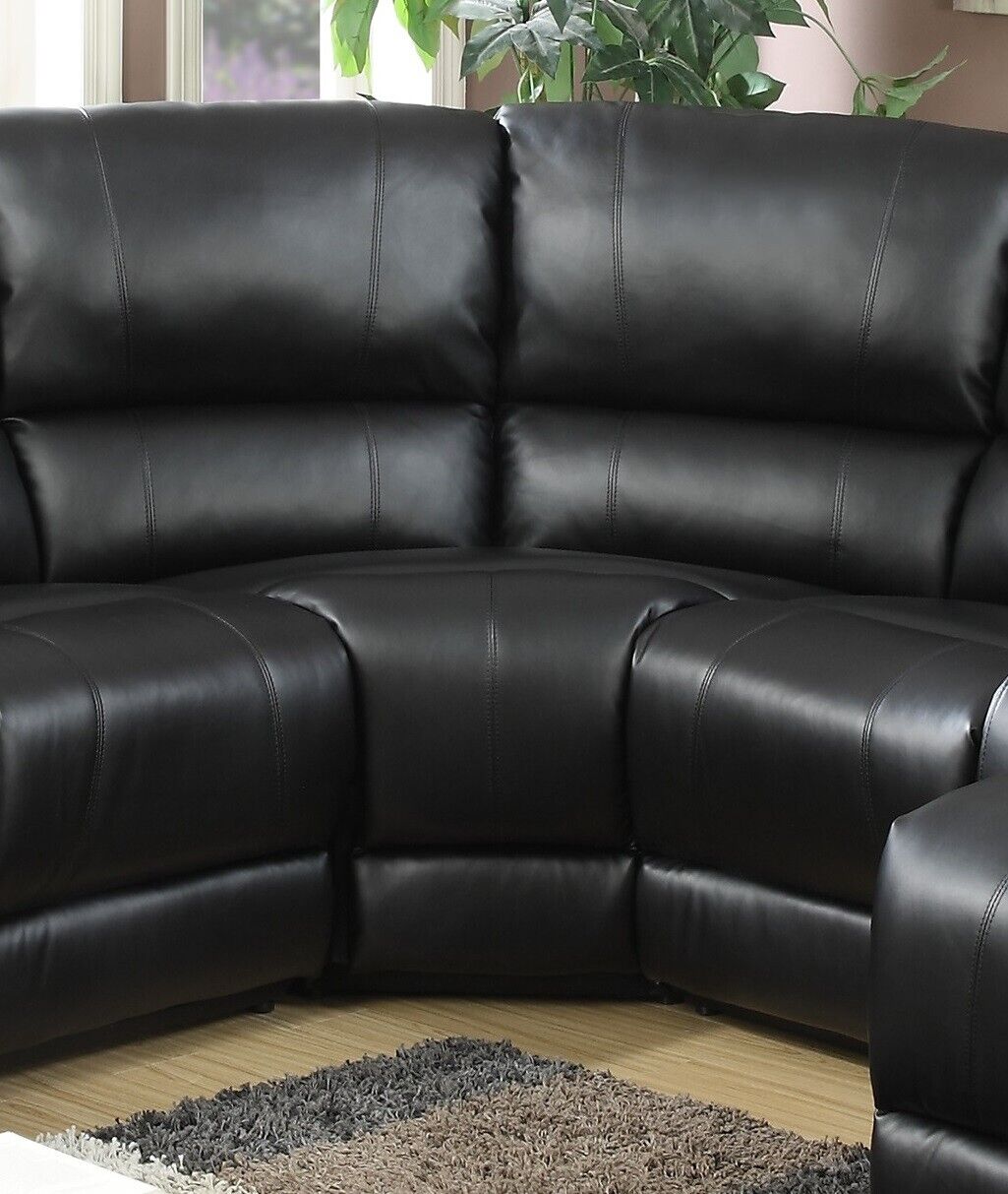 Black Bonded Leather Sectional Sofa with Cup Holder X197251