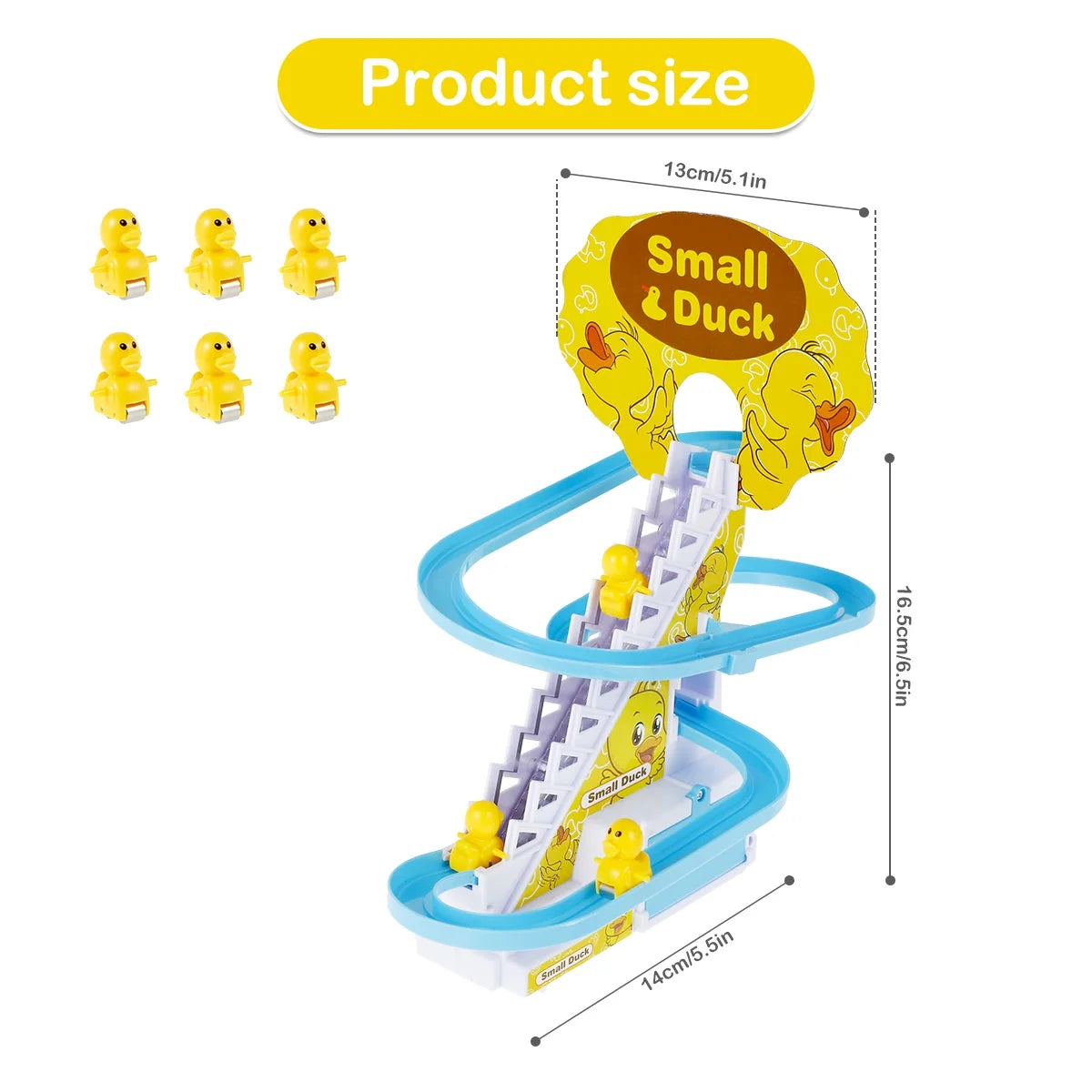 Slide Toy Set with Lights and Music Stair-Climbing Ducklings Track Set Automatic Duck Roller Coaster Toy Electric Duck Escalator Toy with 9pcs Duck Toy G360