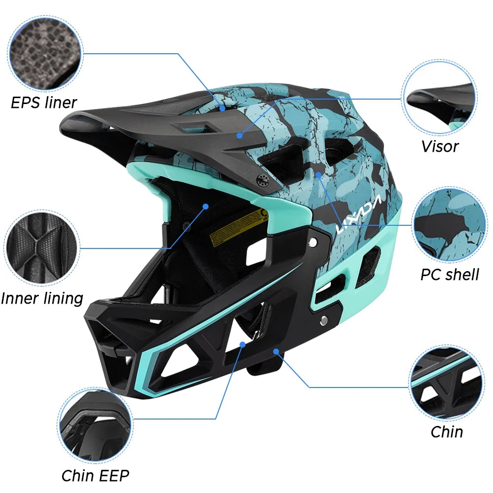 Full Face MTB Helmet with Visor, 59 61cm Head Circumference Q103932
