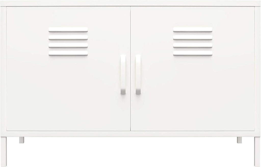 Black 2 Door Metal Locker Accent Cabinet D5365
