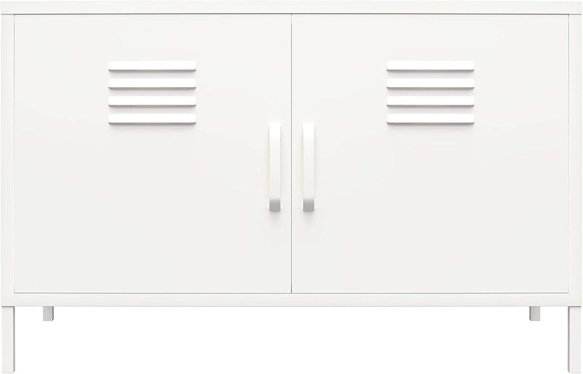 Black 2 Door Metal Locker Accent Cabinet D5365