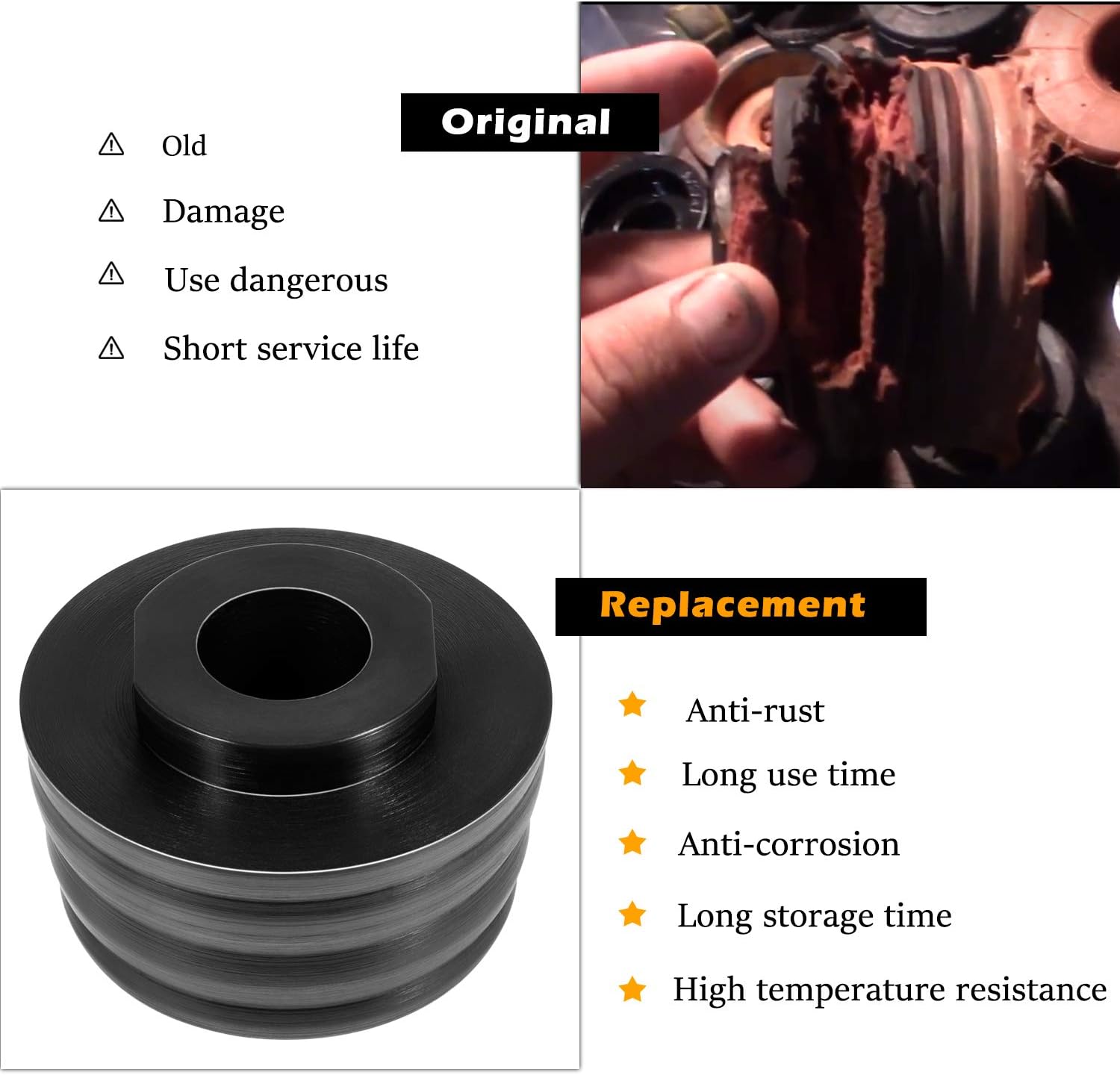 Black Polyurethane Body Mount Bushing Kit with Steel Sleeves & Hardware 60PCS I93802