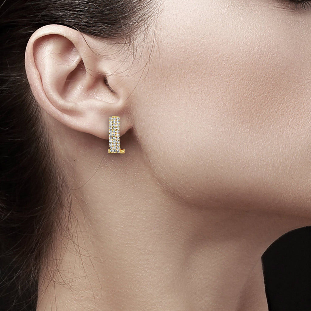 Three Row Diamond Latchback Earrings D96776