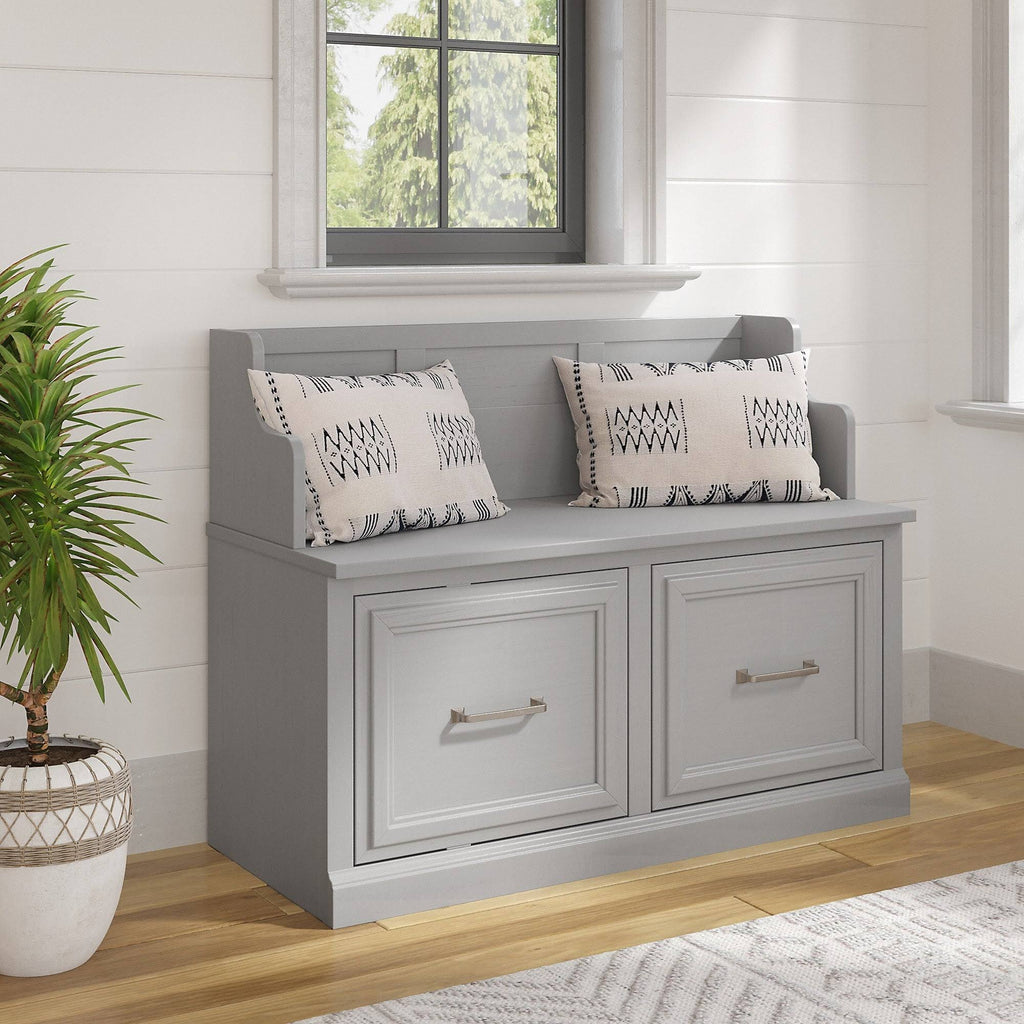 Entryway Bench with Doors in Cape Cod Gray D39017