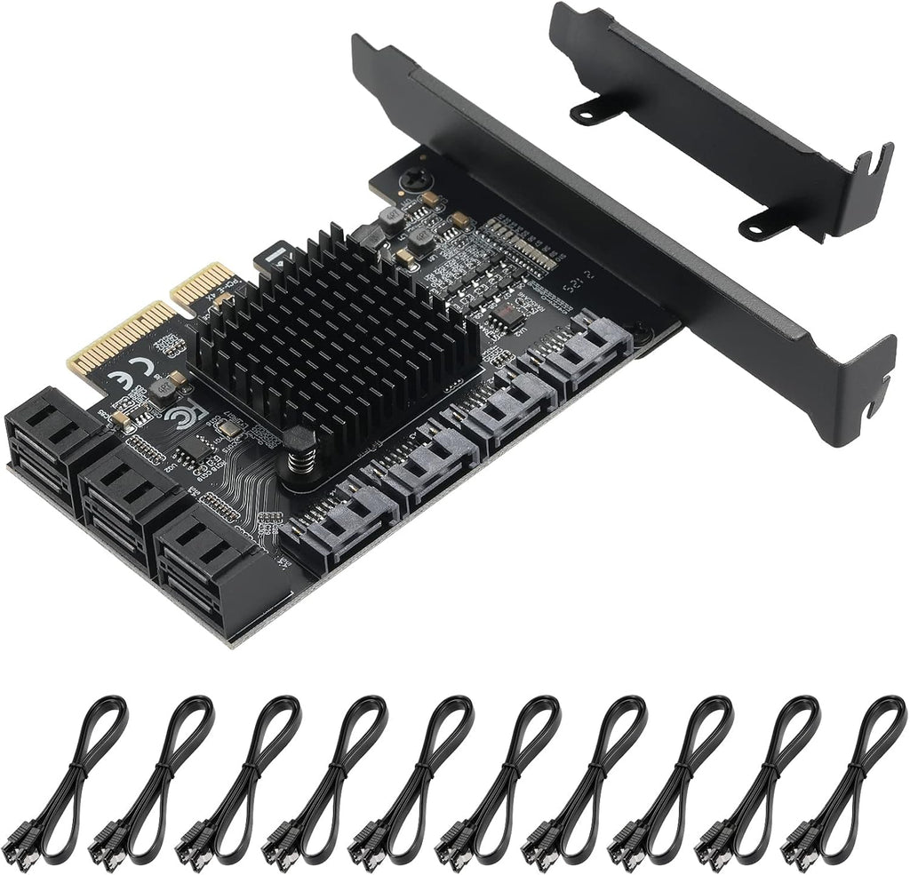 4X PCIE to SATA 3.0 6 Gbps Controller with 8 SATA Cables F133566
