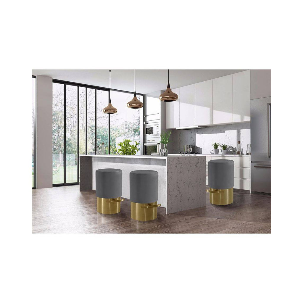 Grey Velvet Stool E5632