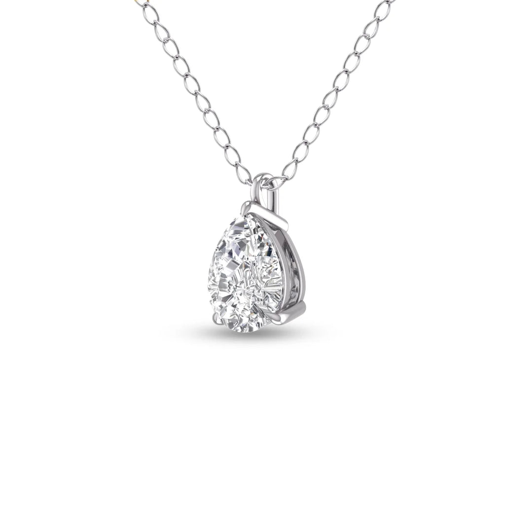 14K White Gold Pear Solitaire Diamond Pendant D86899