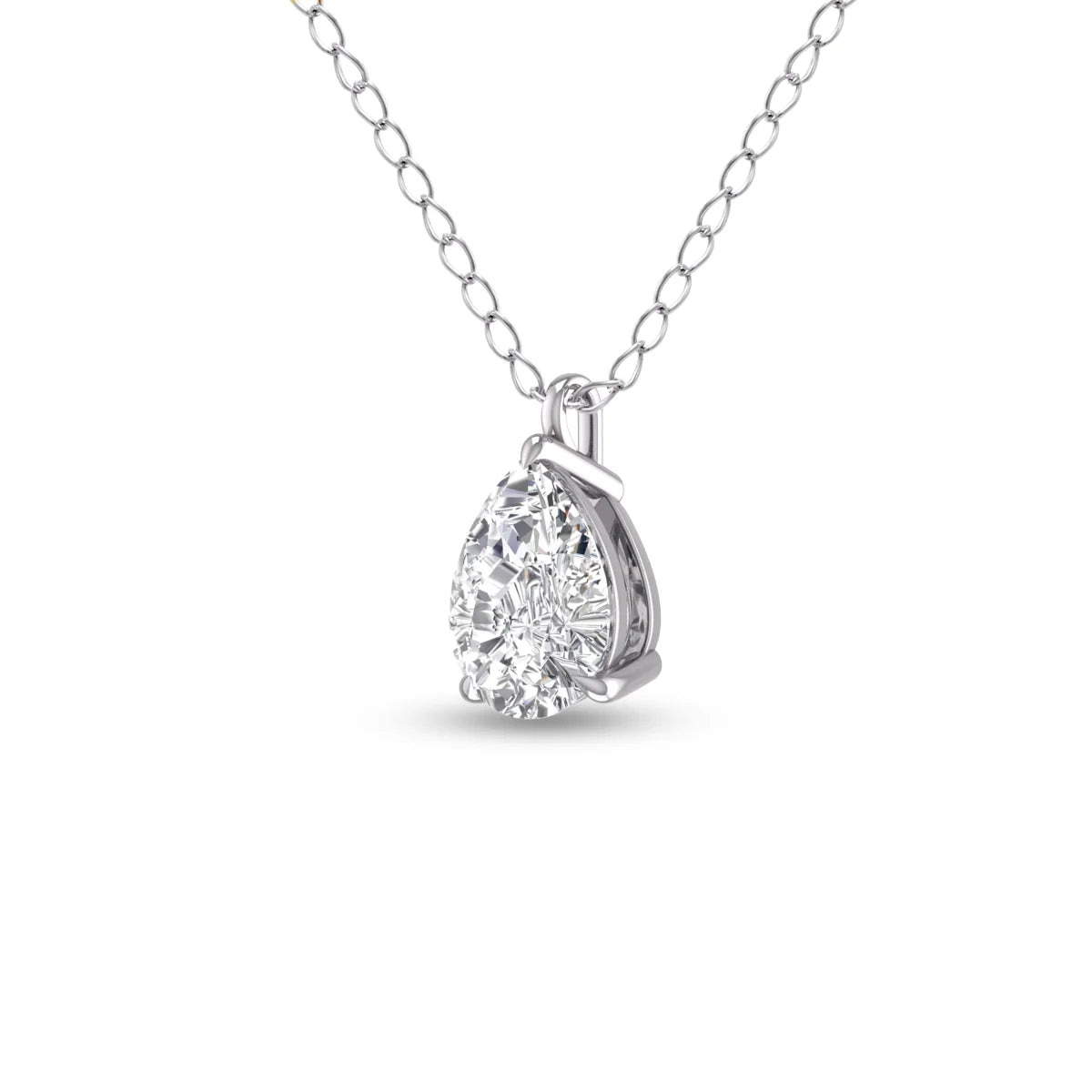 14K White Gold Pear Solitaire Diamond Pendant D86899