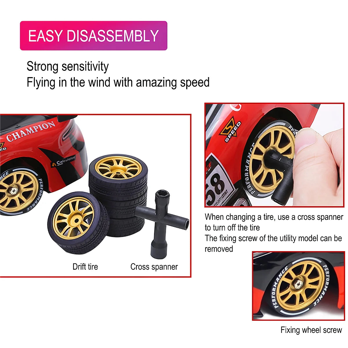 1/16 4WD Remote Control Drift Car with 2 Sets Tires X506208