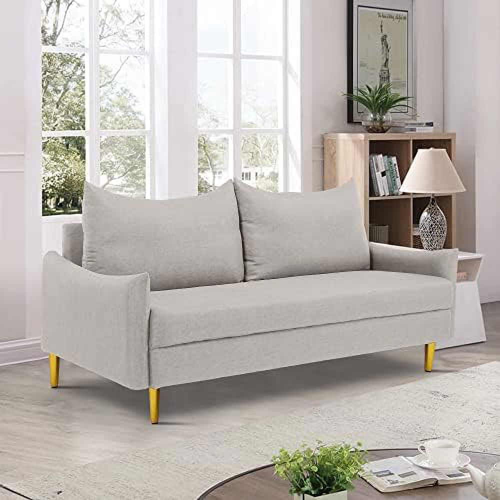 Velvet Loveseat Sofa with 2 Pillows & 4 Golden Legs F677346