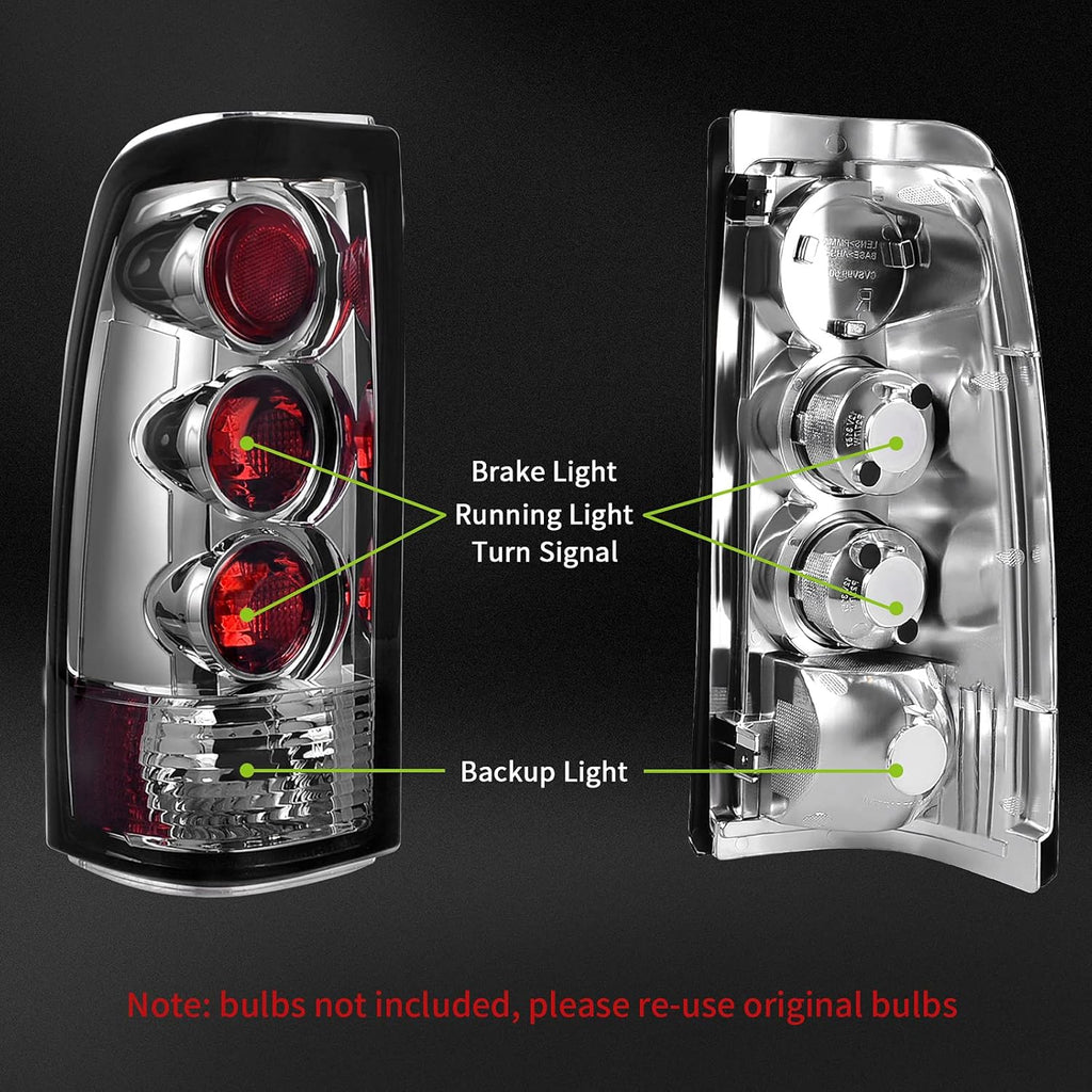 Smoke Red Lens Taillights Pair for Chevy Silverado Fleetside Models A598