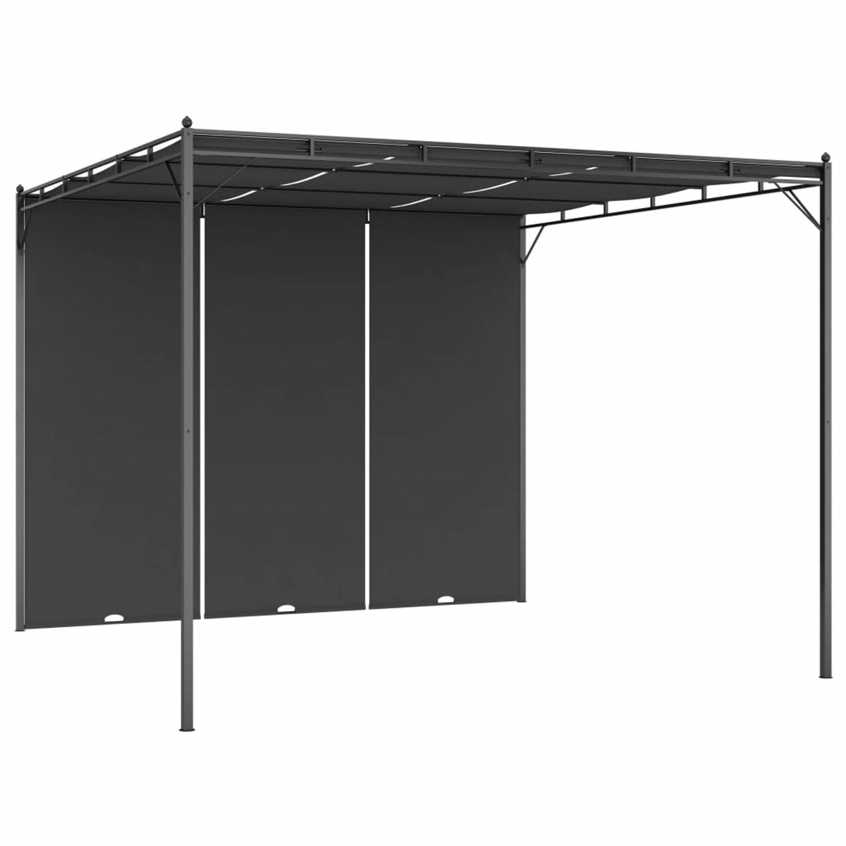 Garden Gazebo with Side Curtain Steel Frame Sun Shade Shelter 118.1 x 118.1 x 88.6 Inches O52213