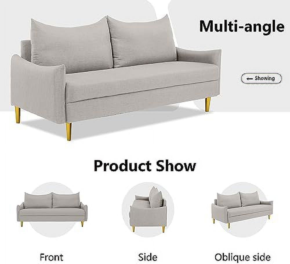 Velvet Loveseat Sofa with 2 Pillows & 4 Golden Legs F677346
