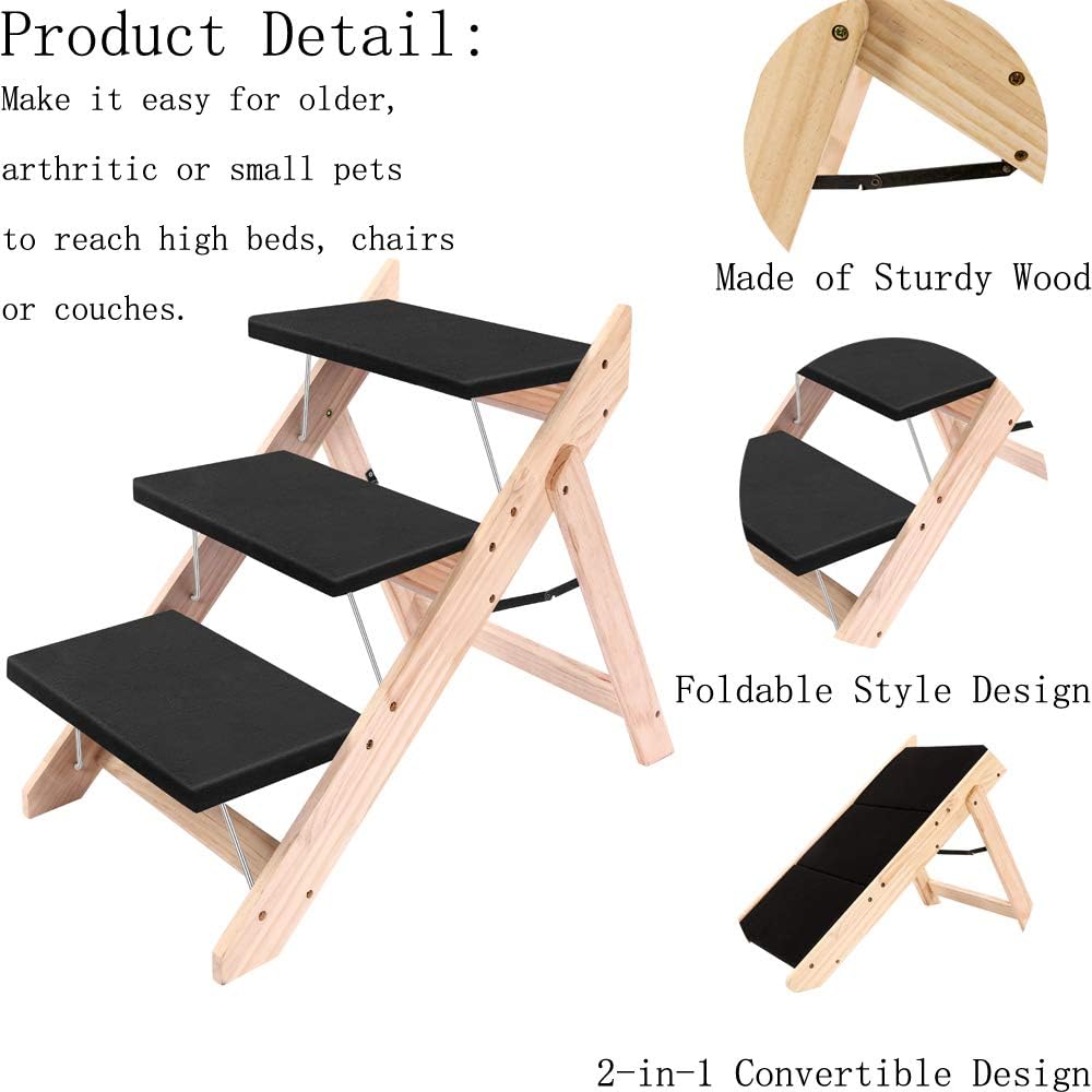 Wood Folding Pet Stairs and Ramp Wide Steps Pack of 2 J855713