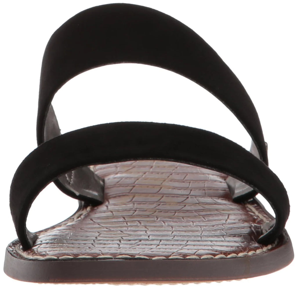 Black Suede Open Toe Flat Slip On Sandals N575