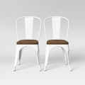 Matte White High Back Wood Seat Dining Chair Set of 2 Q333117