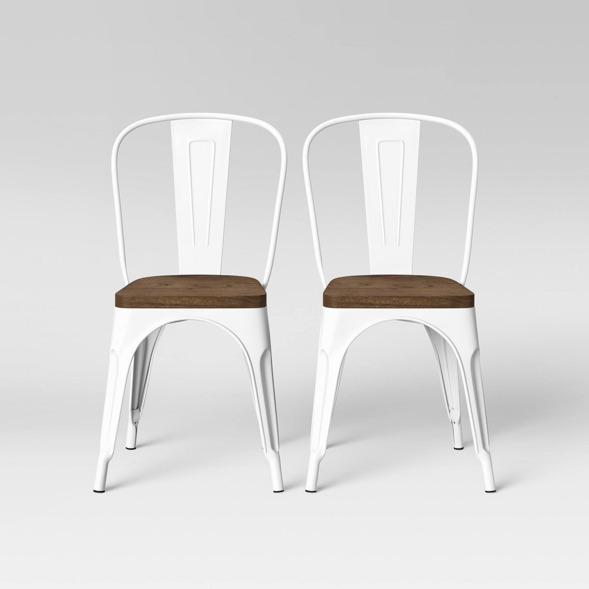 Matte White High Back Wood Seat Dining Chair Set of 2 Q333117