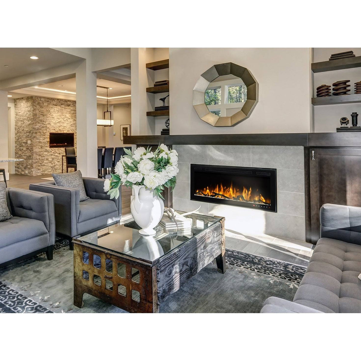 36 inch Wall Mount and Recessed Electric Fireplace J974792