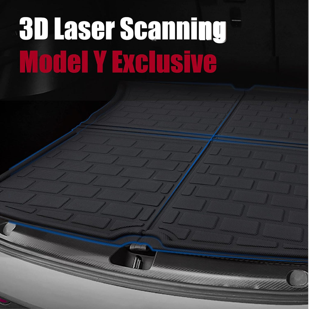 Waterproof Anti-Slip Custom Fit Cargo Liner Trunk Mat for Tesla Model Y 7-Seater (1 Pack Cargo Mat + 1 Pack Trunk Mat) H5522