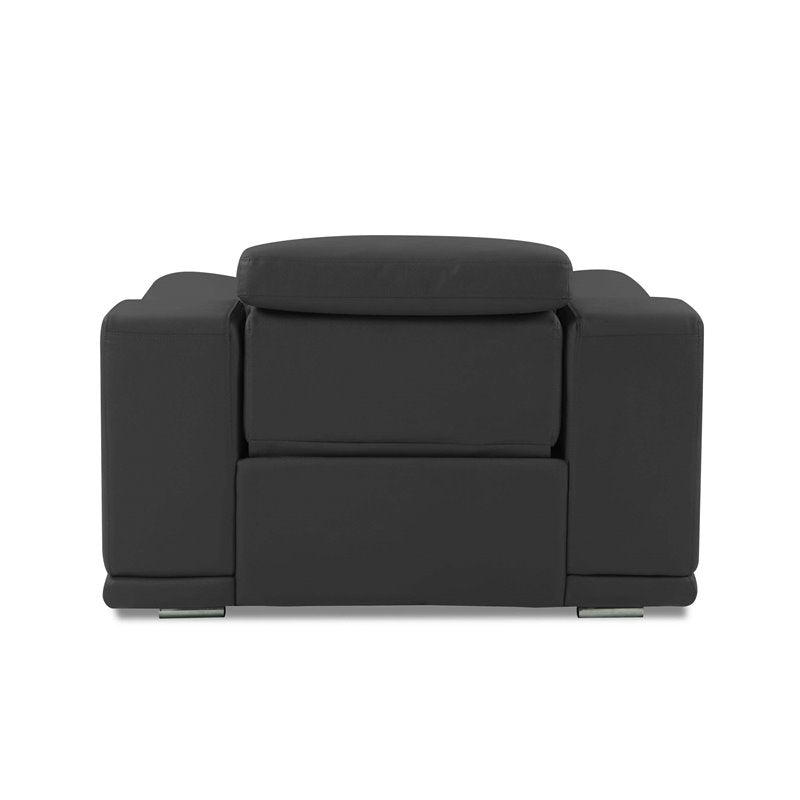 Genuine Italian Leather Power Reclining Chair in Dark Gray L18320