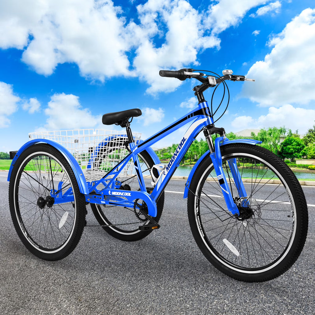 Adult Mountain Tricycle, 7 Speed Three Wheel Bike, 24/26/27.5 inch, 420 lbs Y89923