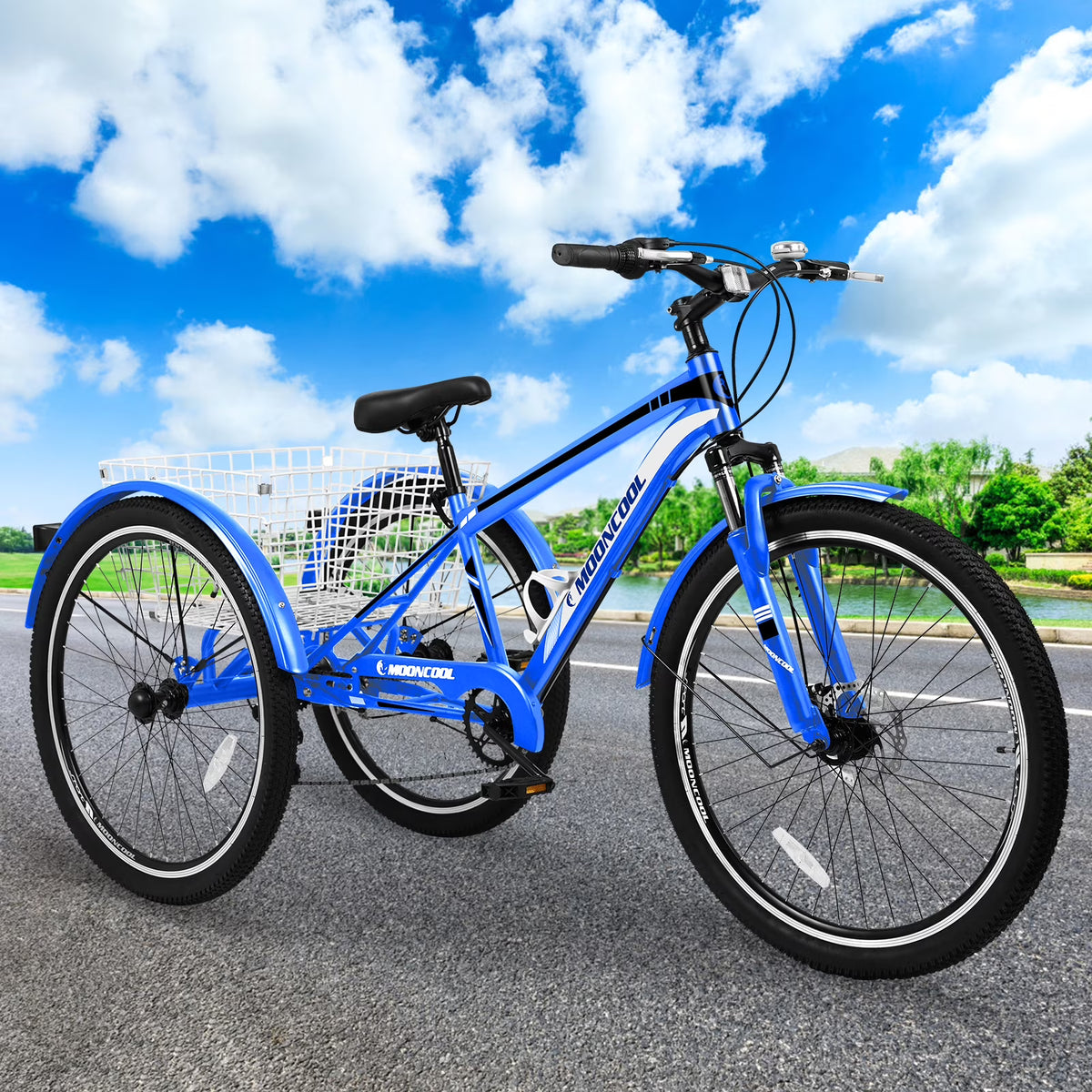 Adult Mountain Tricycle, 7 Speed Three Wheel Bike, 24/26/27.5 inch, 420 lbs Y89923