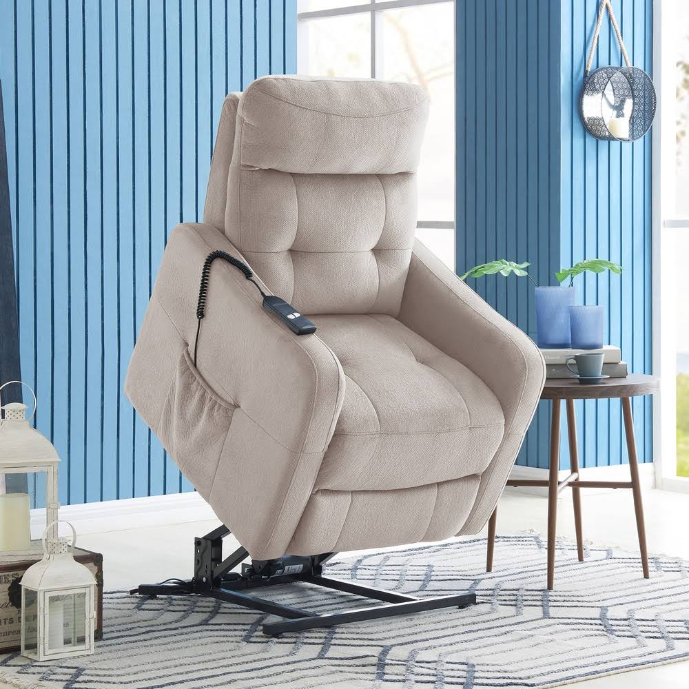 Grey Velour Power Recline and Lift Chair E1020
