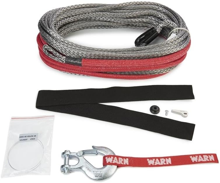 Synthetic Winch Cable Rope with Loop Ends: 3/8 Diameter x 80' Length, 8.25 Ton Capacity E81272
