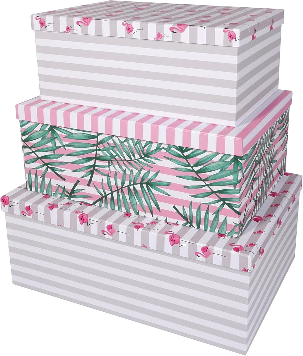 Decorative Storage Cardboard Boxes with Lids, Set of 3 X9763