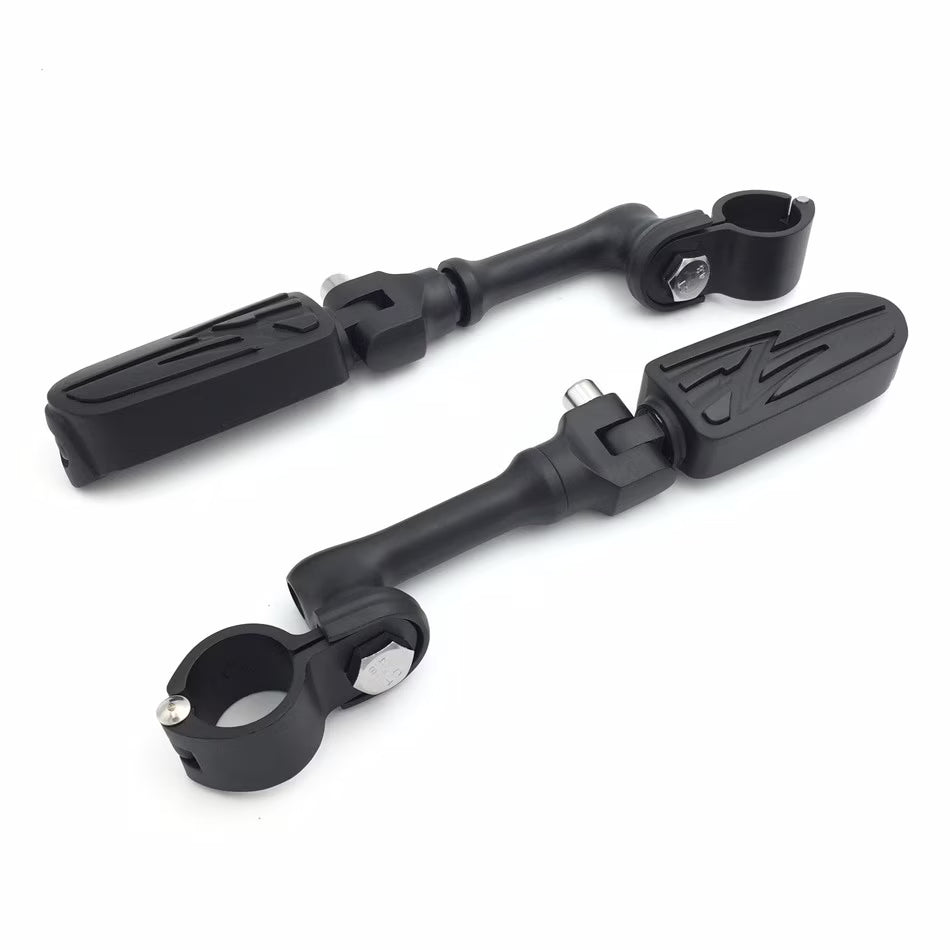Black Angled Mounting Kit Foot Peg for Bike with 1.25" Front Engine Guard Frame Tube R362011