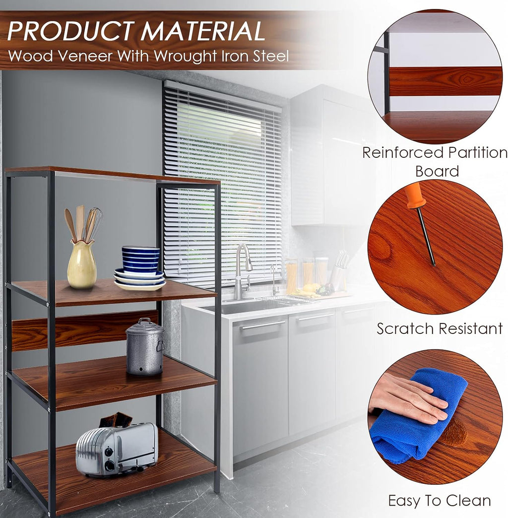 4 Tier Rustic Wood and Metal Bookshelf R415