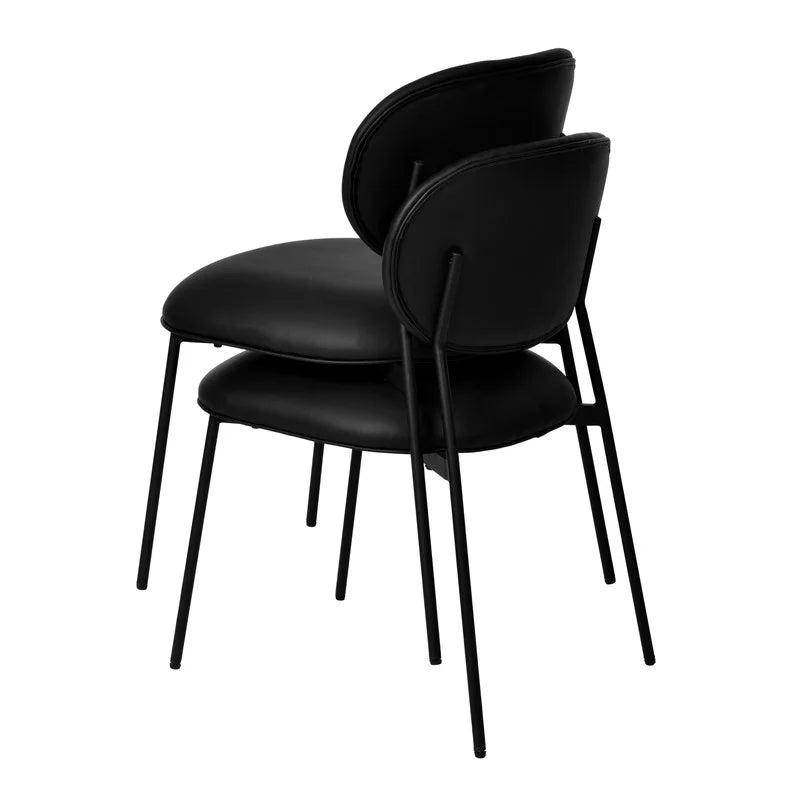 Black Vegan Leather Stackable Dining Chair Set of 2 X965493