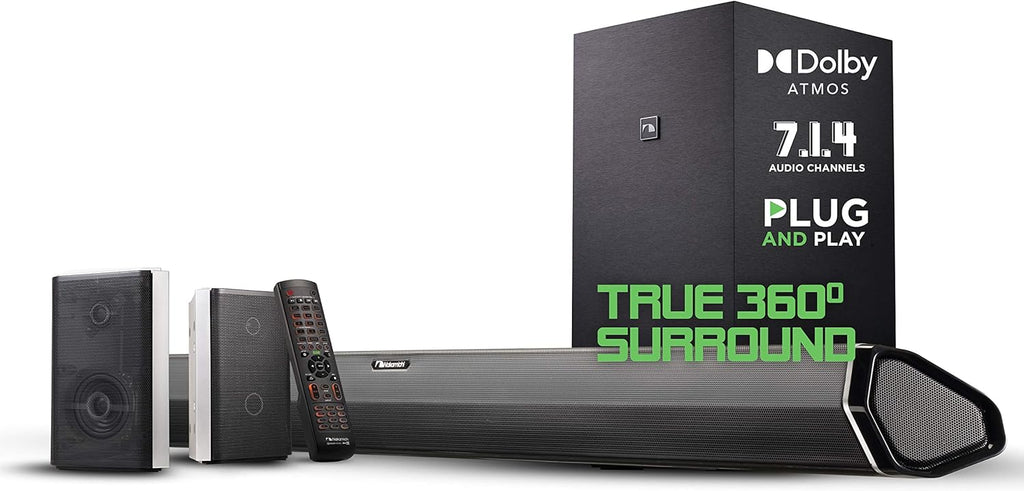 7.1.4 Channel 600W Soundbar with 8" Wireless Subwoofer and 2 Rear Surround Speakers I44028