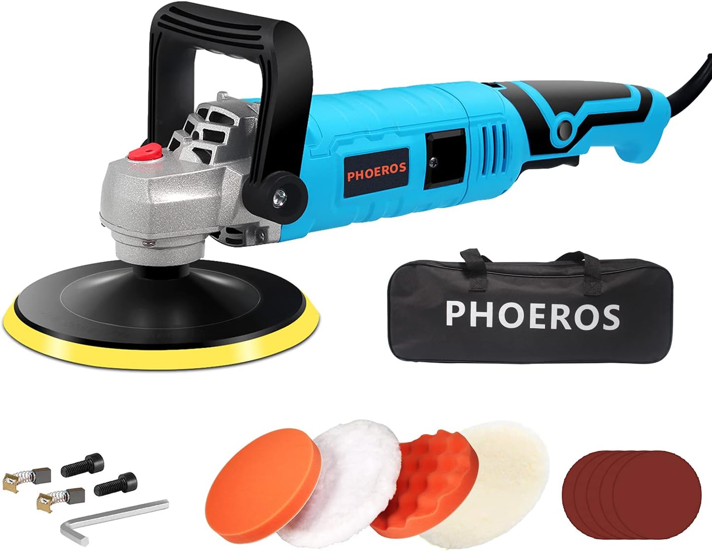 7 inch Variable Speed Car Buffer Polisher Kit with 4 Pads and Tool Bag H621