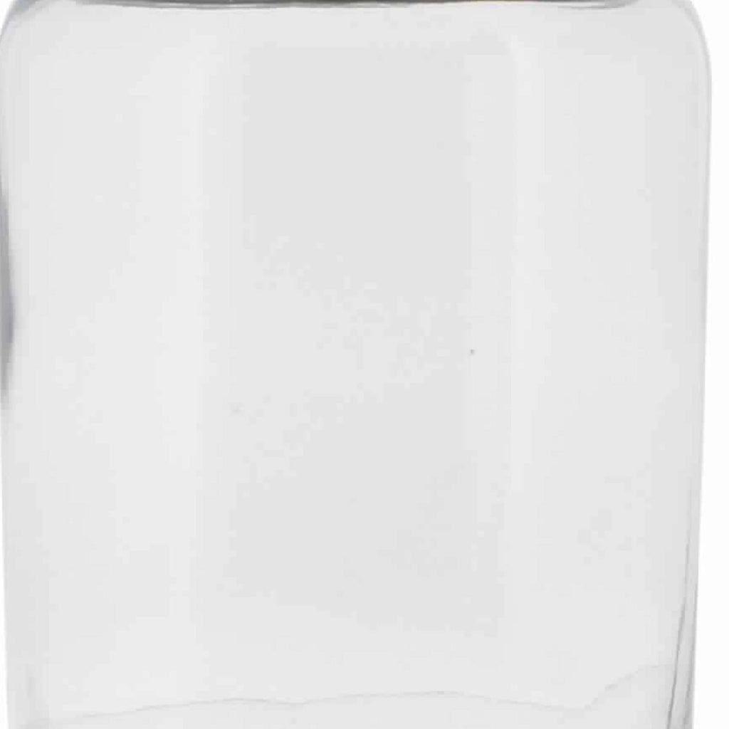 Cylindrical Glass Cannister with Metal Lid, Clear and Antique Gold O83174