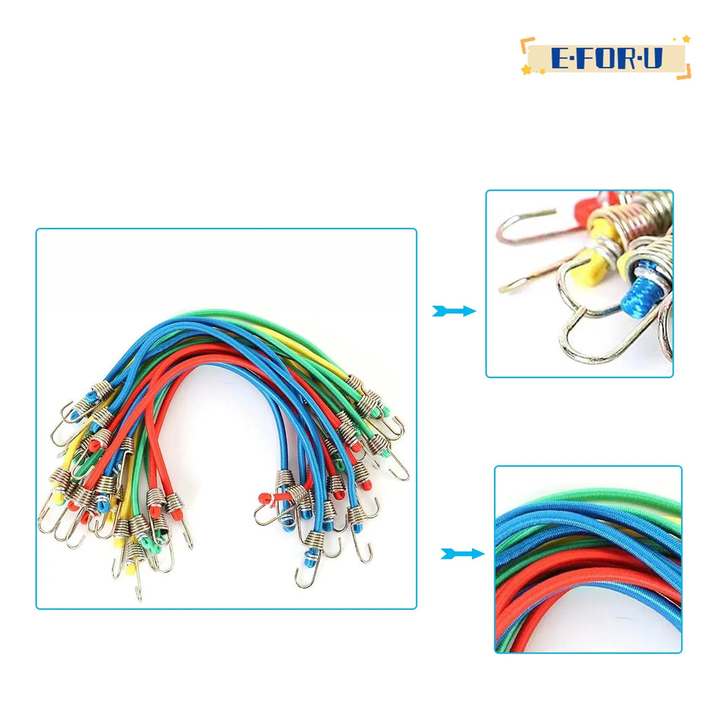 20 Pack Mini 10 Inch Rubber Stretchy Bungee Cords with Hooks P56022
